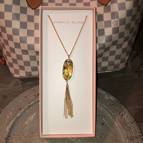 Sparkle & Bling Gold Marble Long Necklace New in Packaging - Picture 1 of 11